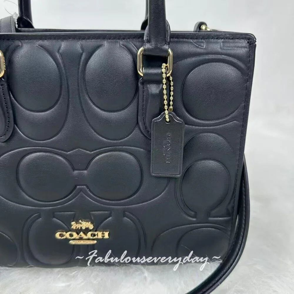 Coach Maggie Small Tote Bag In Signature Leather in Black CY670